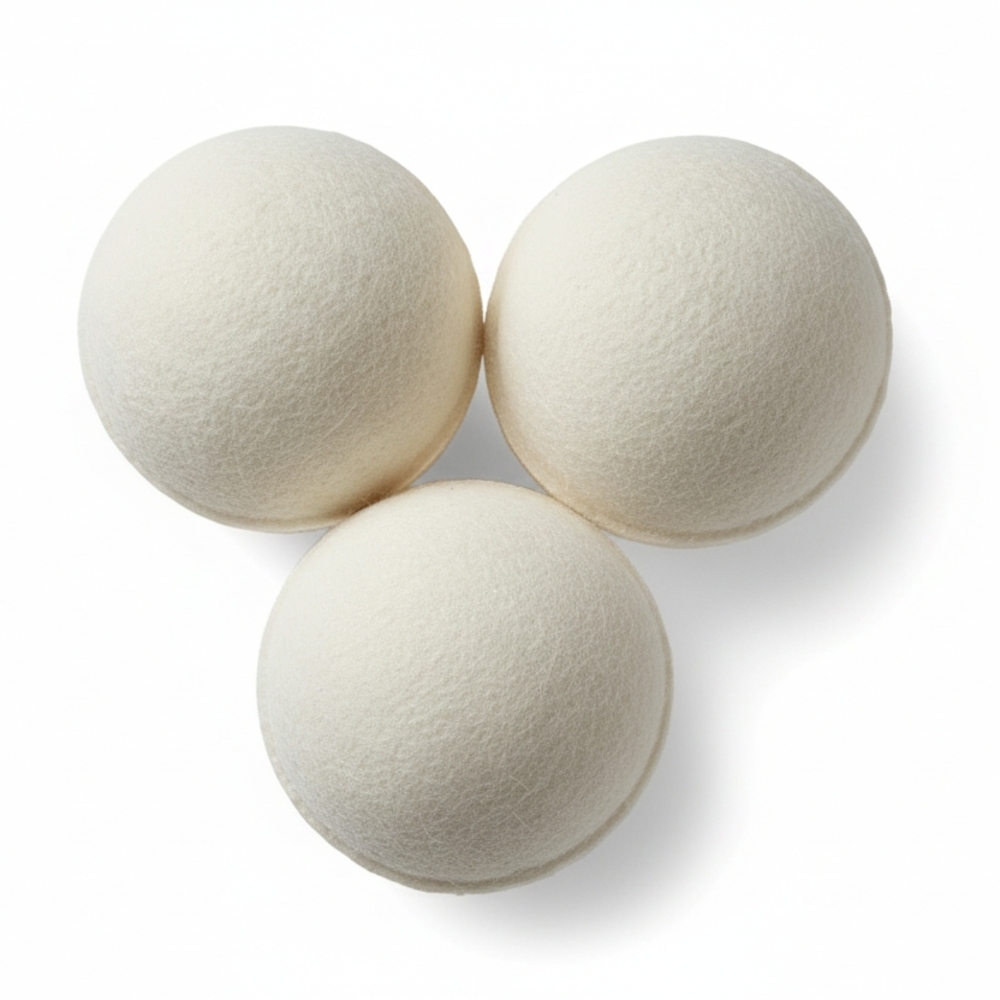 Eco-Friendly Wool Dryer Balls in Natural Cream (Set of 3)